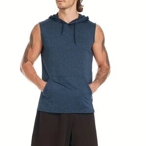Layer 8 Qwick-Dry navy blue sleeveless boxing hoodie tank top size small